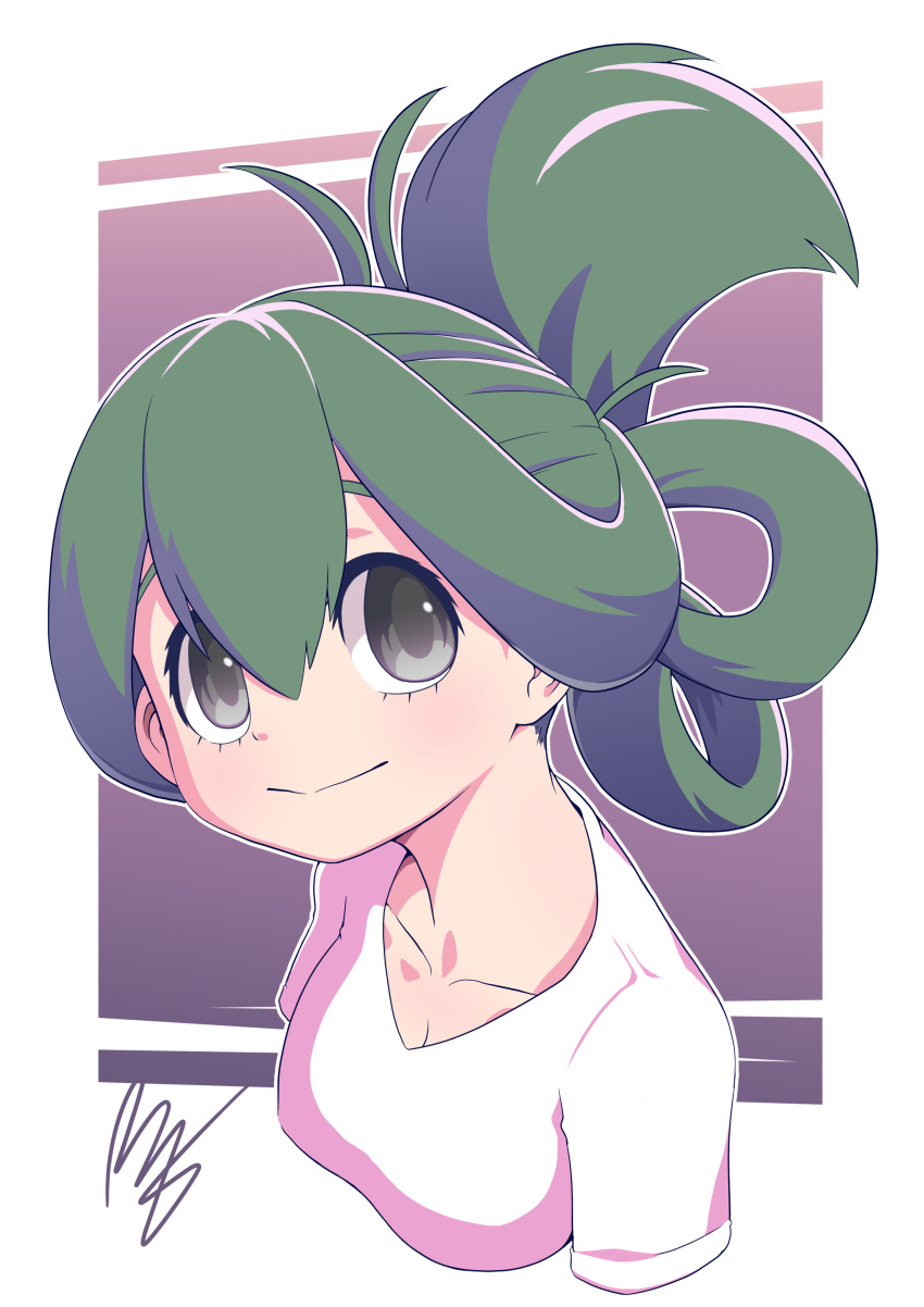 1girl, absurdres, alternate_hairstyle, asui_tsuyu, bangs, black_eyes, boku_no_hero_academia, breasts