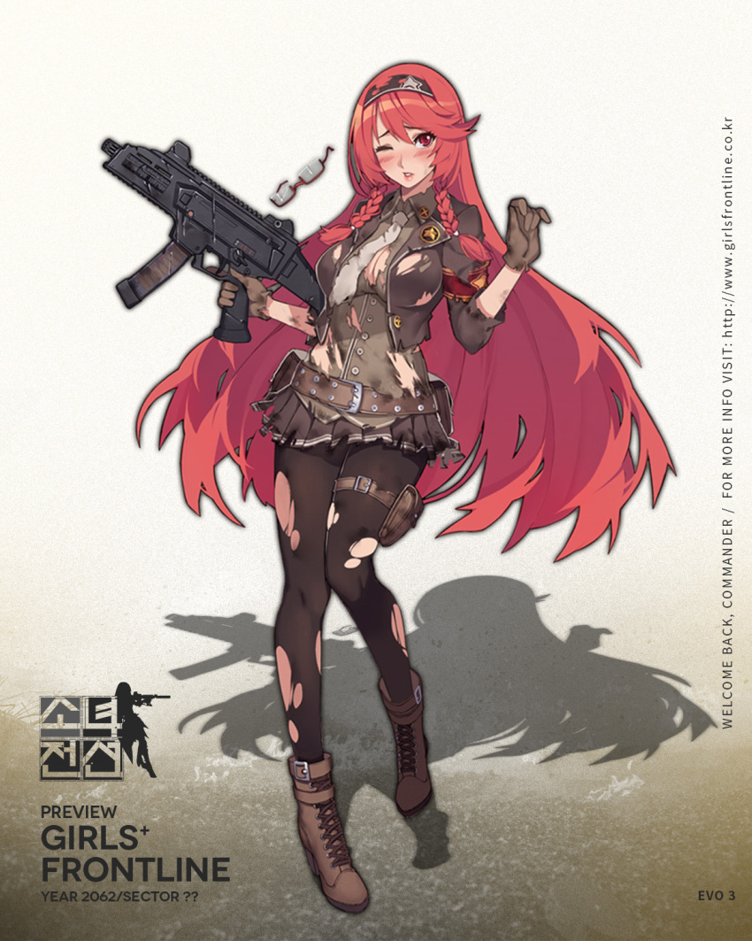 1girl, bangs, black_legwear, blush, boots, breasts, brown_boots, brown_gloves