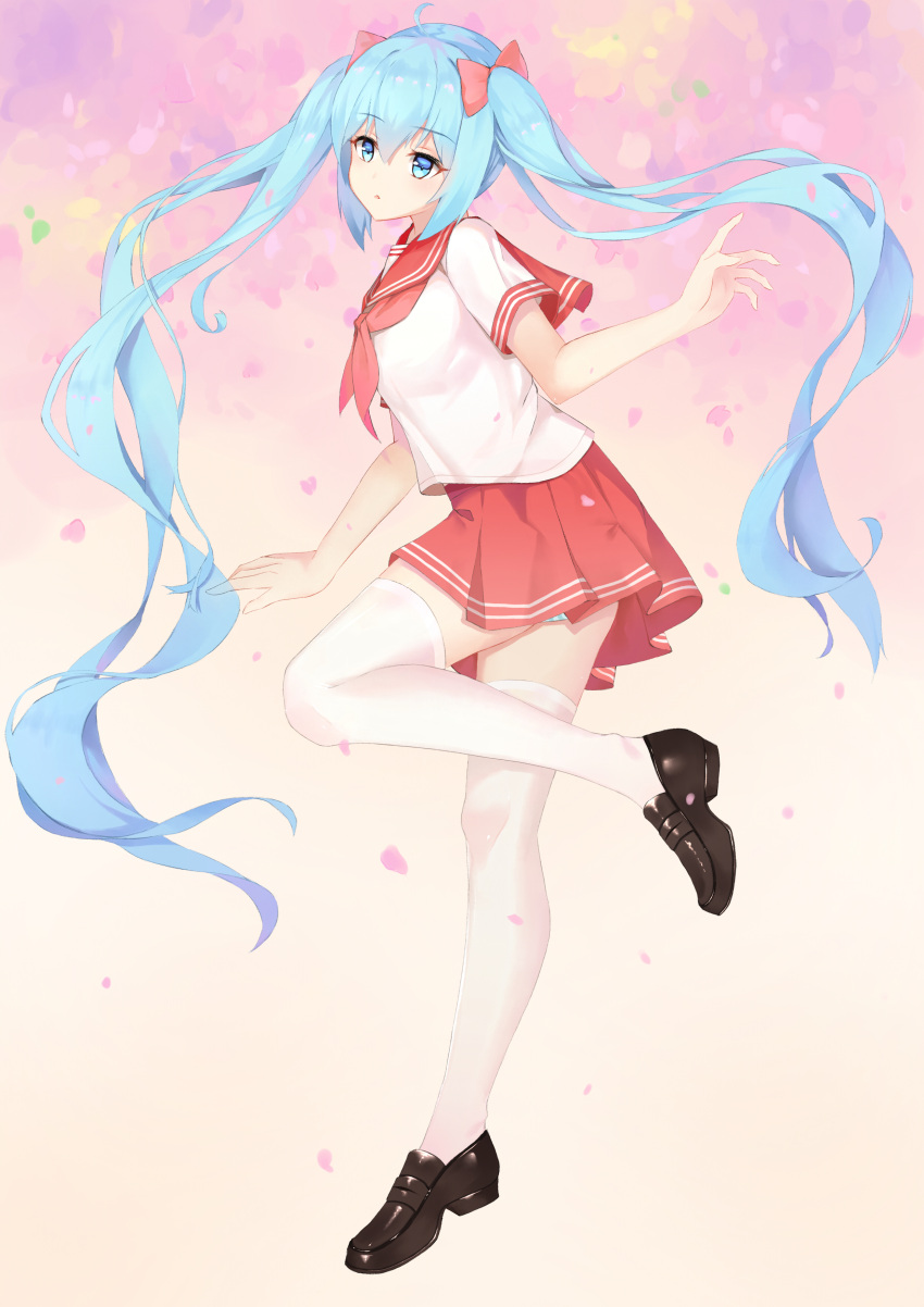 1girl, absurdres, ahoge, bangs, blue_eyes, blue_hair, from_side, full_body