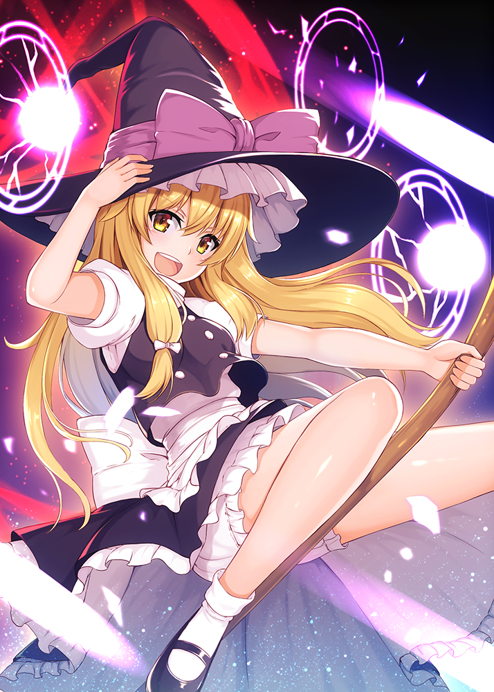 >:d, 1girl, :d, adjusting_clothes, adjusting_hat, bangs, benitsuki_tsubasa, black_skirt