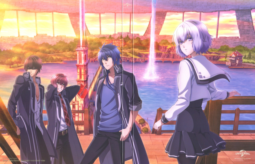 akito_shukuri, heishi_otomaru, muroboshi_ron, norn9, purple_eyes, purple_hair, shiranui_nanami, teita