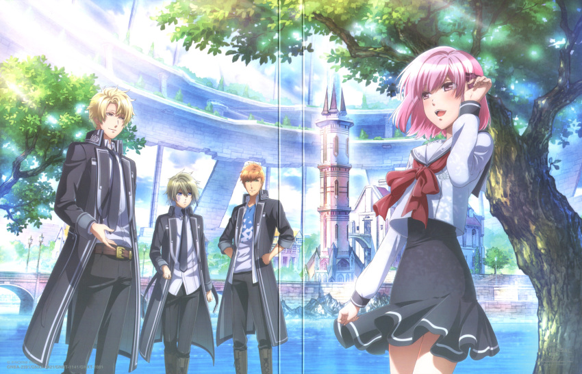 kakeru_yuiga, koharu_(norn9), masamune_tooya, norn9, pink_eyes, pink_hair, senri_ichinose, teita
