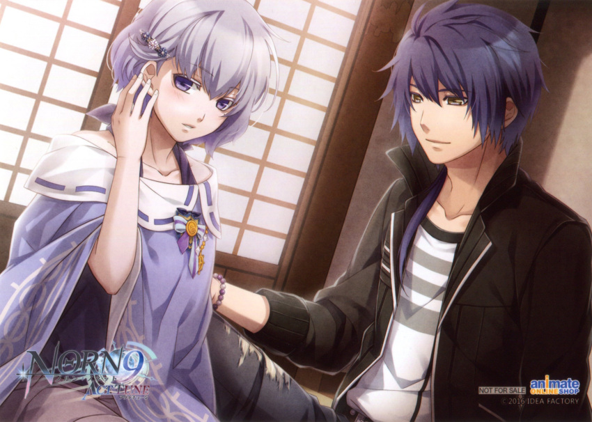 akito_shukuri, norn9, purple_eyes, purple_hair, shiranui_nanami, teita