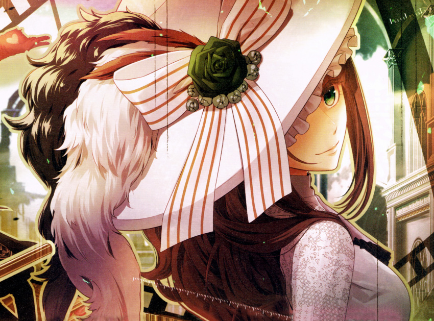 brown_hair, cardia_(code:_realize), code:_realize, green_eyes, miko_(artist)