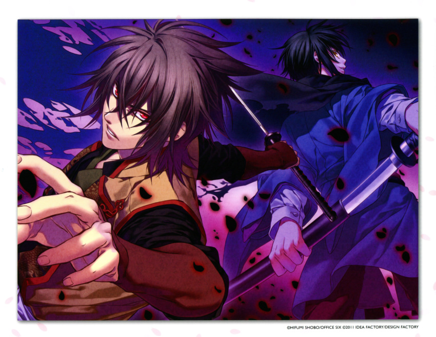 brown_hair, green_eyes, hakuouki_shinsengumi_kitan, kazuki_yone, nagumo_kaoru, okita_souji_(hakuouki)