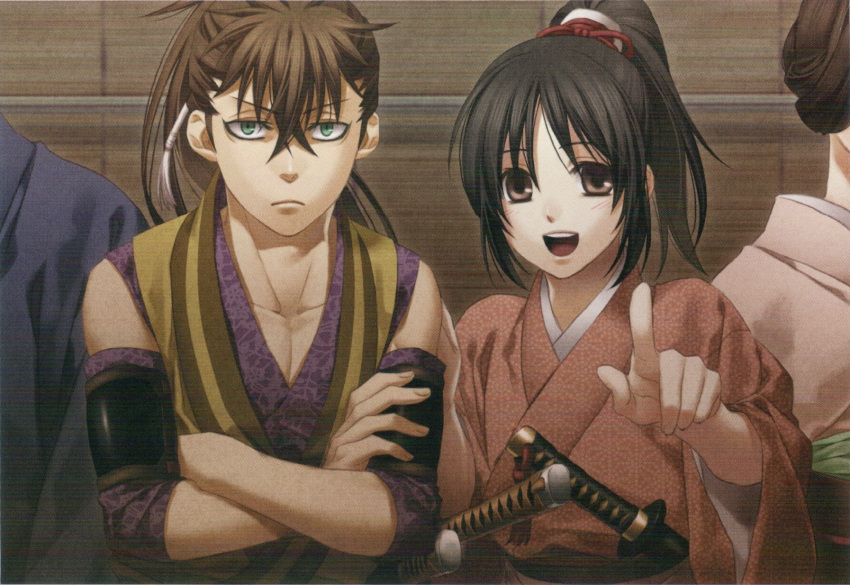 brown_eyes, brown_hair, hakuouki_shinsengumi_kitan, kazuki_yone, toudou_heisuke, yukimura_chizuru