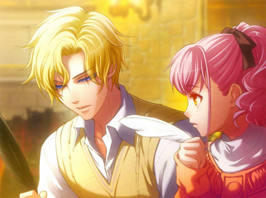 lulu_(wand_of_fortune), noel_valmore, pink_hair, usuba_kagerou, wand_of_fortune, yellow_eyes