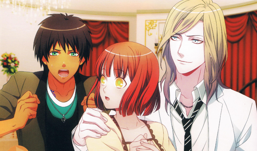 aijima_cecil, brown_hair, camus_(uta_no_prince-sama), green_eyes, kurahana_chinatsu, nanami_haruka, uta_no_prince-sama