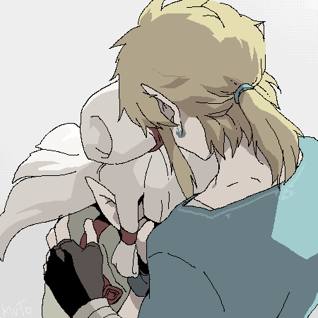 1boy, 1girl, blonde_hair, covering_face, earrings, fingerless_gloves, gloves, hug