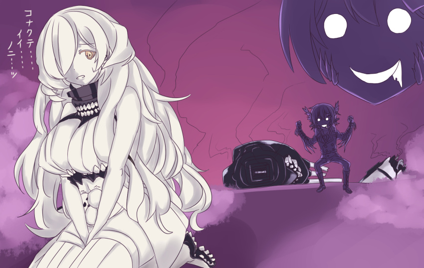 1girl, admiral_(kantai_collection), ame_kami_chisato, breasts, creepy, drooling, french_battleship_princess, kantai_collection