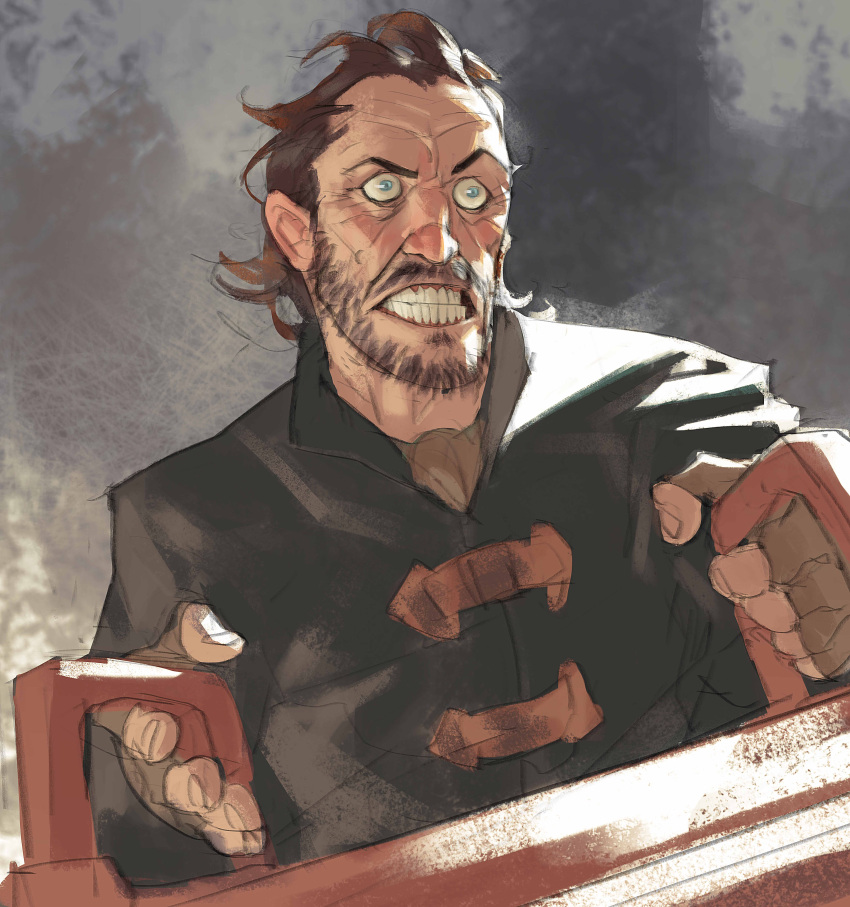 a_song_of_ice_and_fire, absurdres, beard, bronn, brown_hair, facial_hair, game_of_thrones, highres