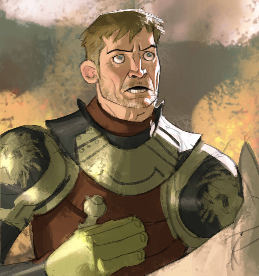 a_song_of_ice_and_fire, absurdres, armor, blonde_hair, facial_hair, game_of_thrones, highres, jaime_lannister