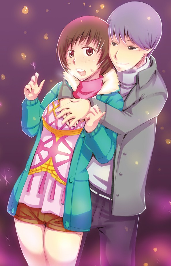 1boy, 1girl, breasts, sato_iori, short_hair