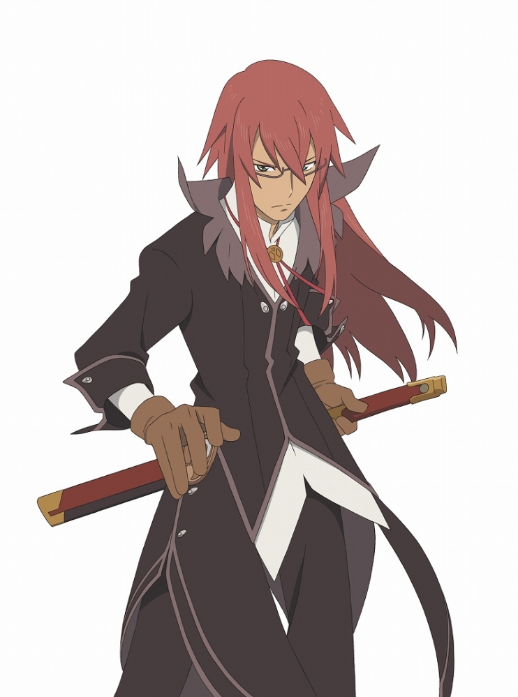 glass, glasses, gloves, green_eyes, long_hair, male, official_art, red_hair
