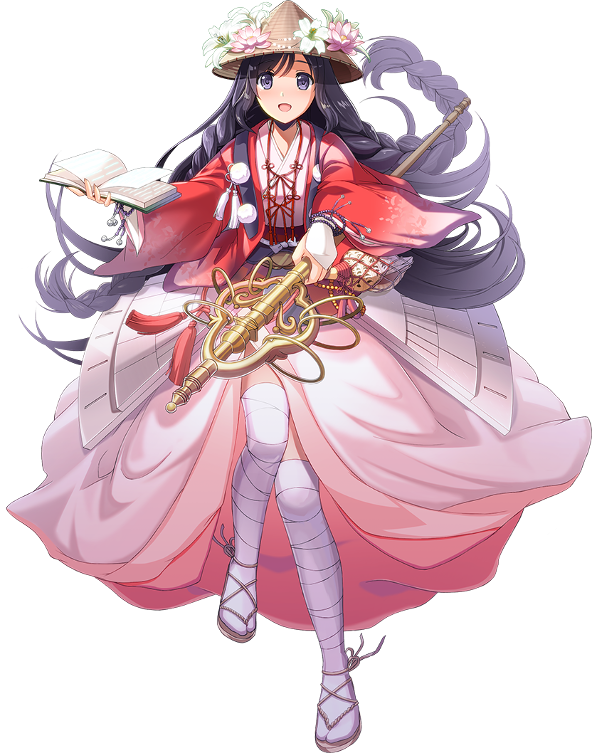 1girl, :d, artist_request, black_hair, book, braid, fingerless_gloves, flower