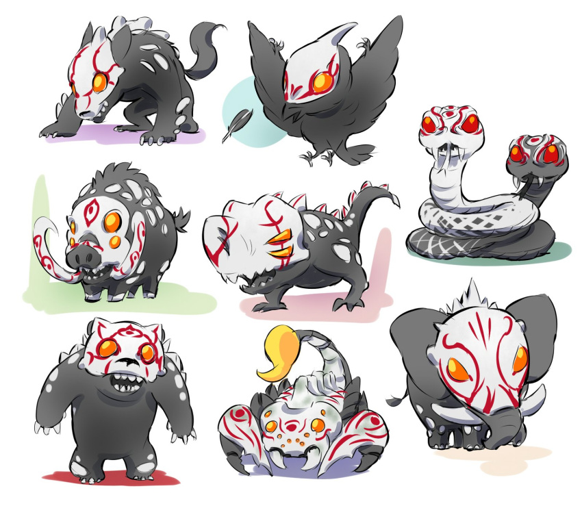 bear, beowolf, bird, boar, boarbatusk, check_commentary, chibi, commentary