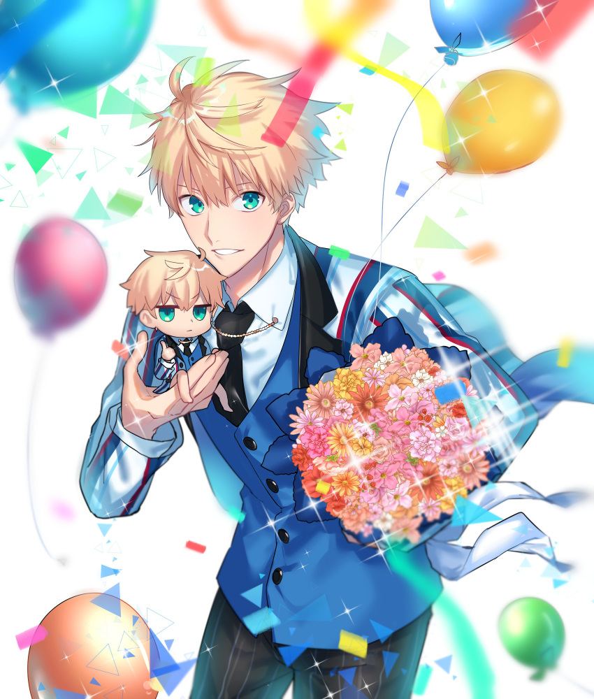 1boy, absurdres, ahoge, blonde_hair, chibi, fate/grand_order, fate/prototype, fate_(series)