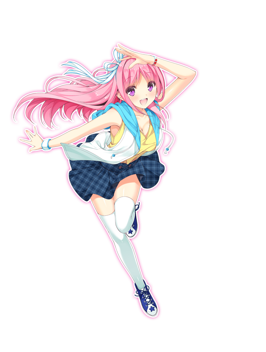 1girl, bangs, blush, bow, breasts, cleavage, collarbone, dolphin_blade