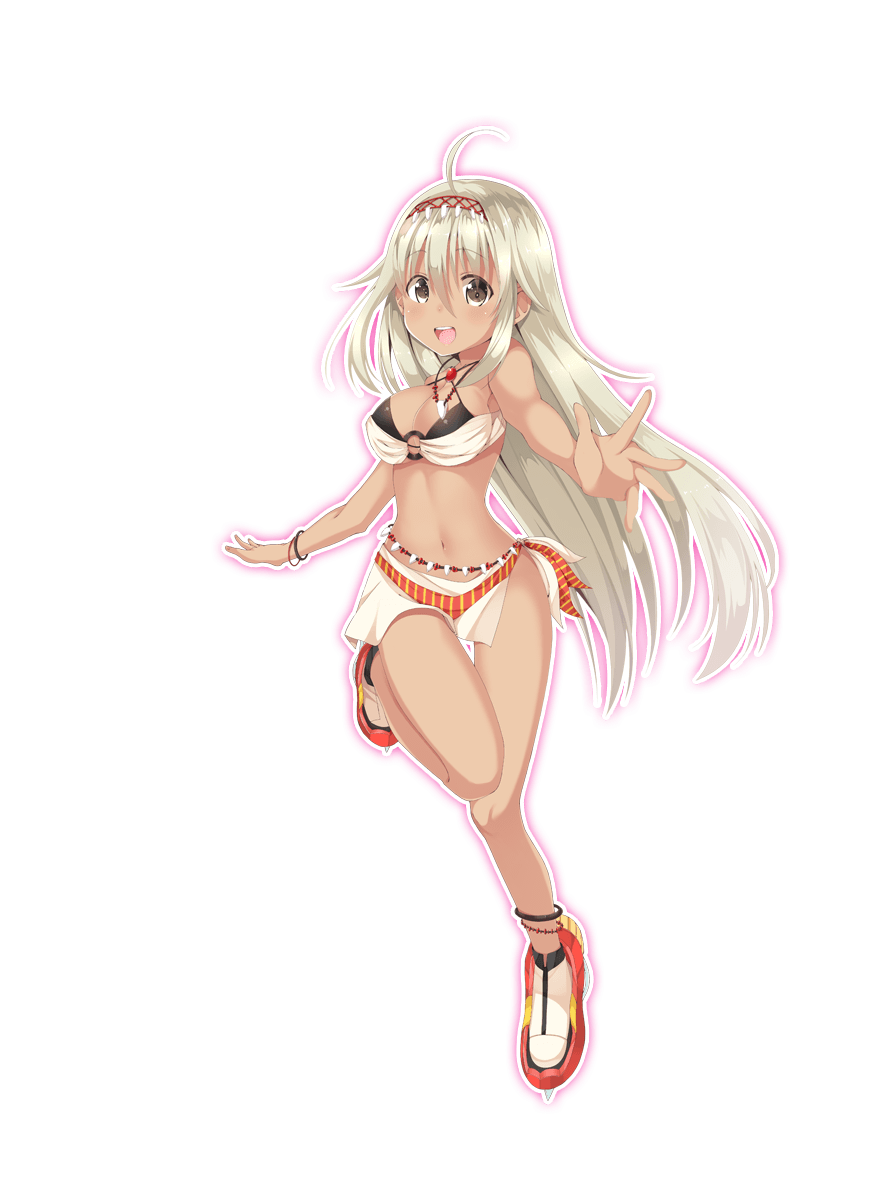 1girl, bangs, bare_shoulders, bikini_skirt, bracelet, breasts, brown_eyes, cleavage