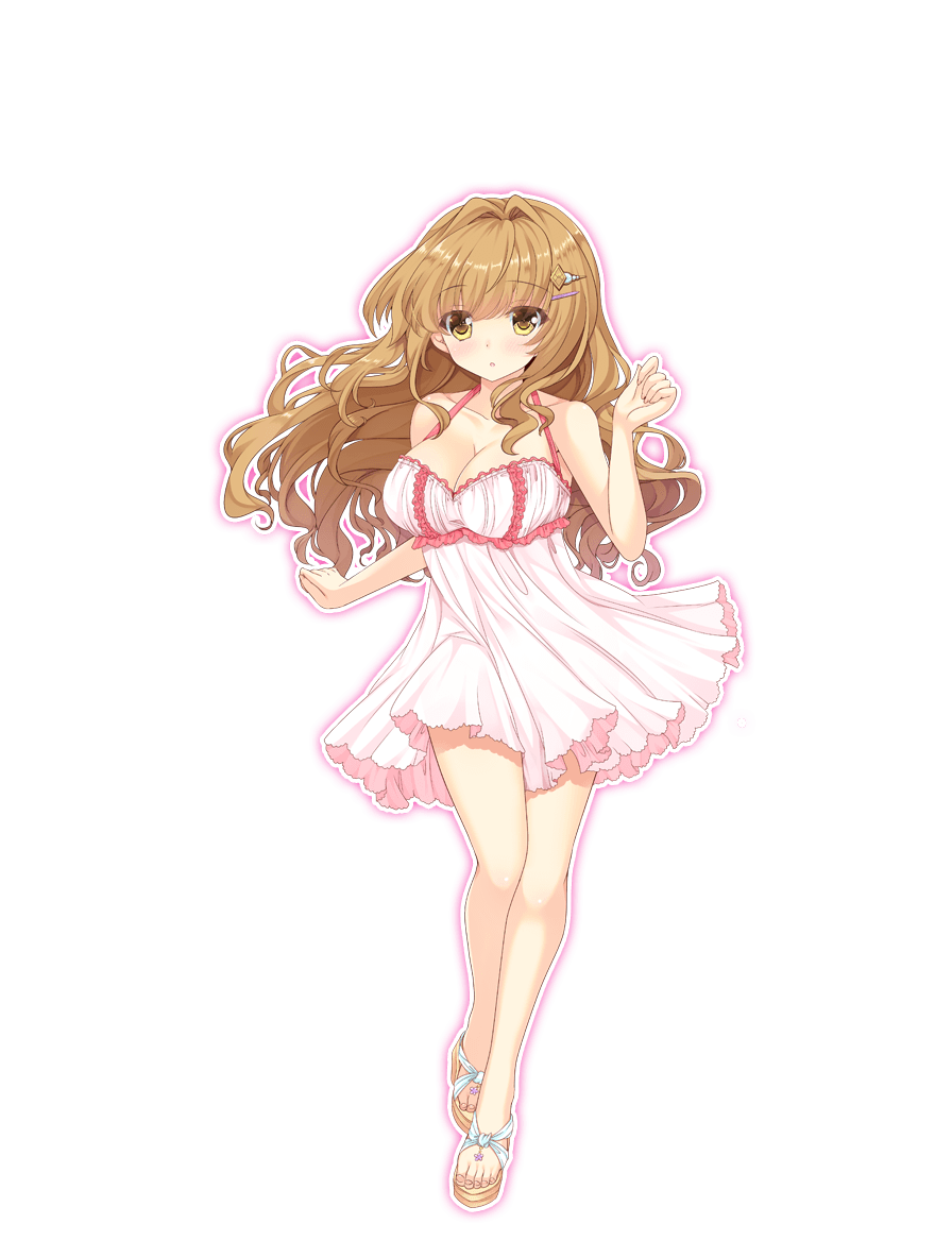 1girl, bangs, bare_shoulders, blush, breasts, brown_eyes, brown_hair, cleavage