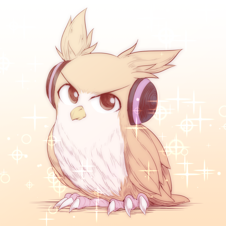 animalization, bird, brown_eyes, claws, earmuffs, gradient, gradient_background, kuroba_rapid