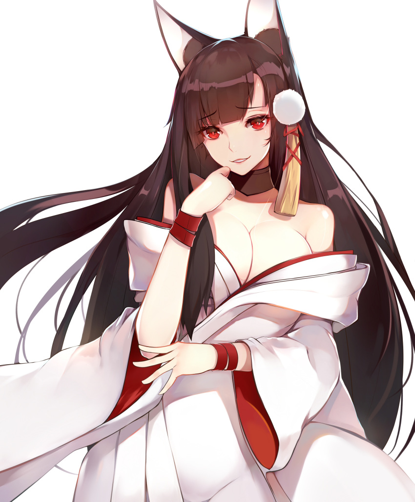 1girl, absurdres, akagi_(bilan_hangxian), animal_ears, ban_bu_bu_duou, bangs, bilan_hangxian, blunt_bangs
