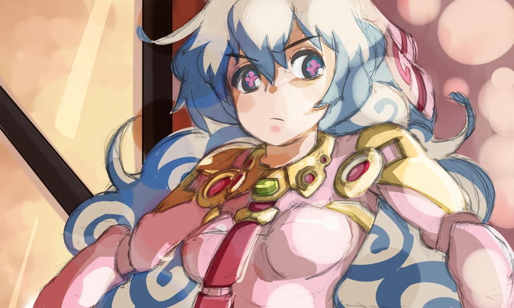 frown, long_hair, mm-shoujo, nia_teppelin, sketch, solo, tengen_toppa_gurren_lagann