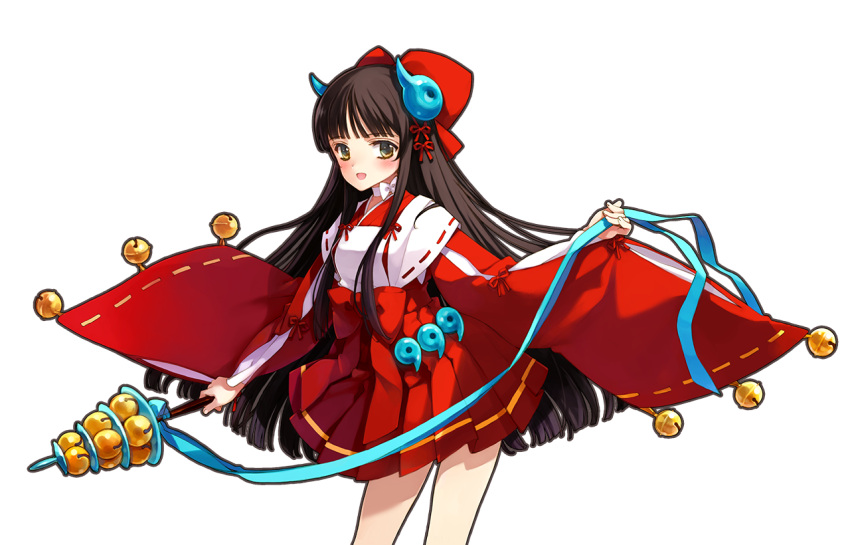 1girl, bangs, blunt_bangs, blush, brown_hair, cowboy_shot, eiyuu_senki, hair_ornament