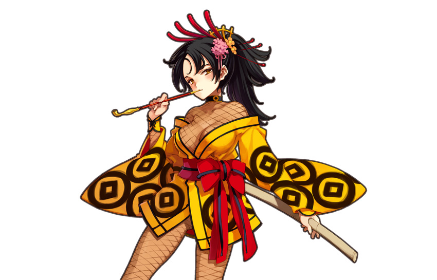 1girl, black_hair, blush, bodysuit, breasts, cleavage, collarbone, cowboy_shot