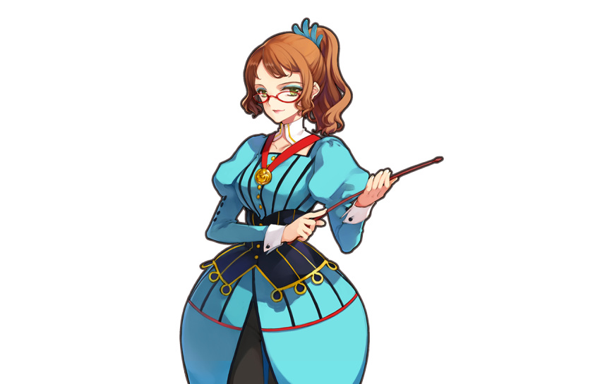 1girl, aristotle_(eiyuu_senki), brown_hair, collarbone, cowboy_shot, dress, eiyuu_senki, glasses