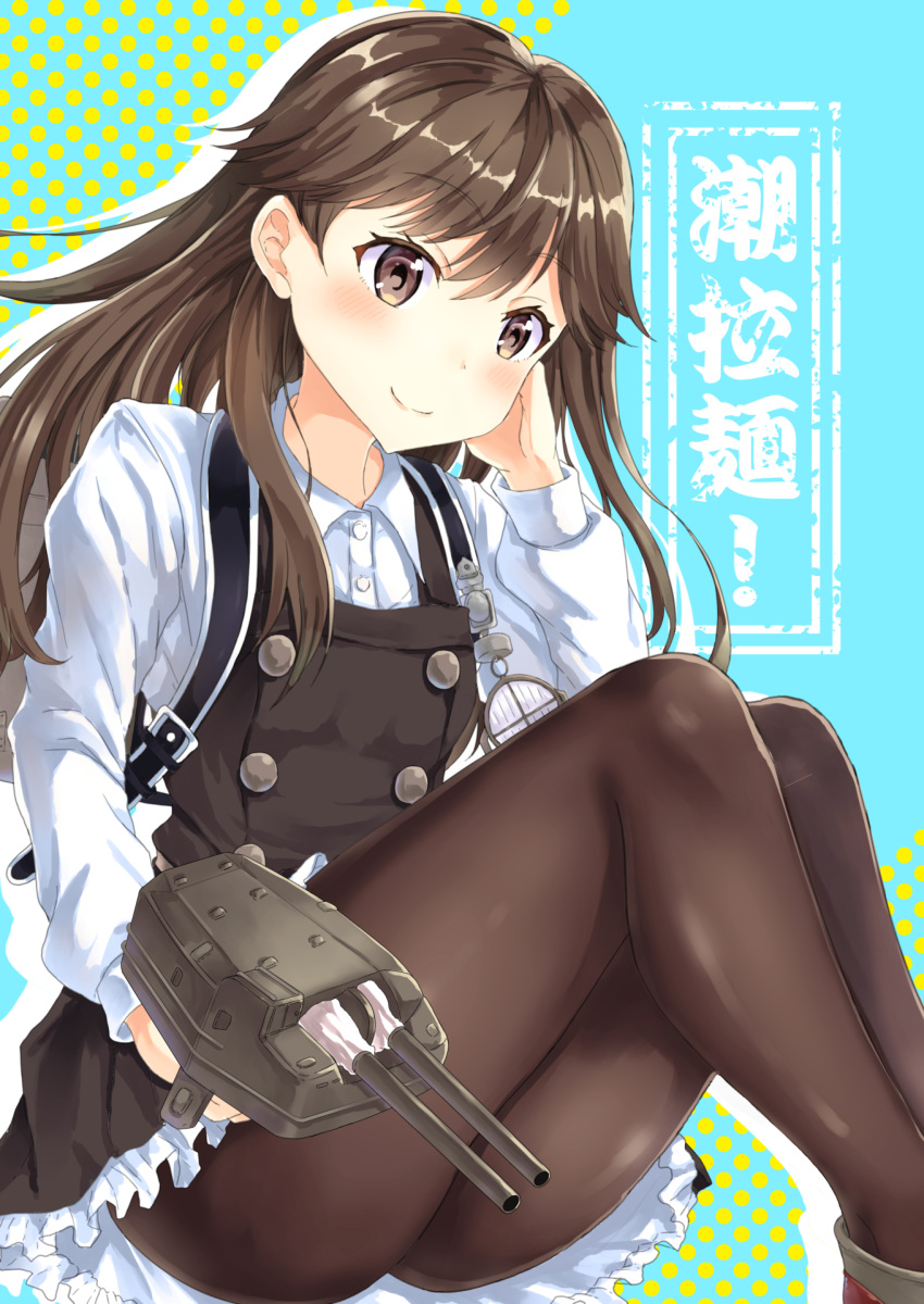 1girl, absurdres, arashio_(kantai_collection), backpack, bag, black_legwear, blush, brown_eyes