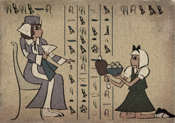 boned_meat, egypt, egyptian, egyptian_art, fan, faux_egyptian, fine_art_parody, food