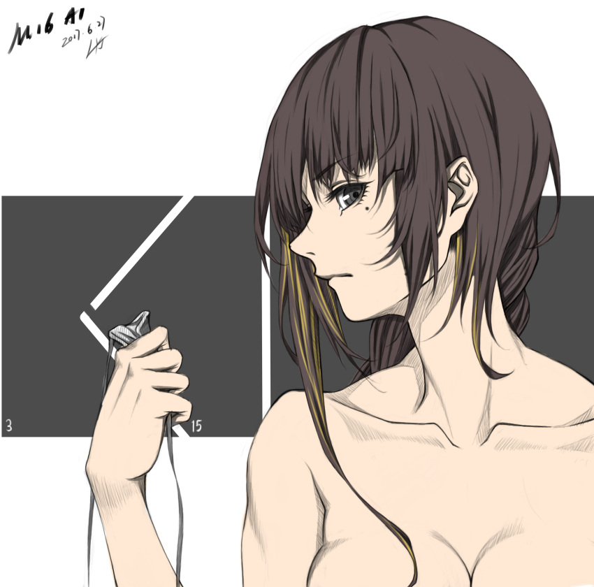 1girl, 2017, _hair, absurdres, artist_name, bangs, bare_arms, bare_shoulders
