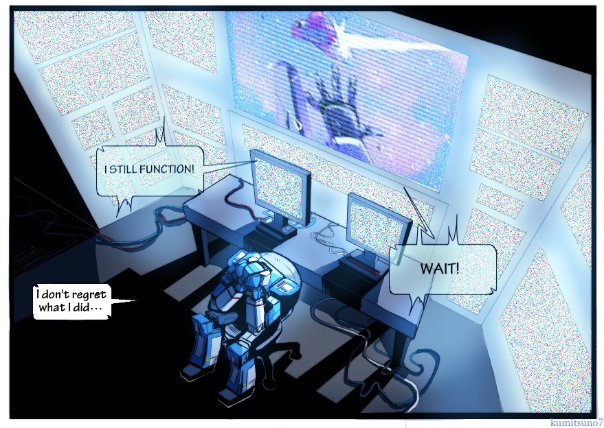 3boys, 80s, arm_cannon, astrotrain, cable, cannon, chair, computer
