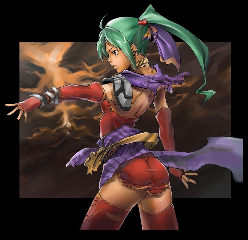 ass, final_fantasy, final_fantasy_vi, gloves, green_hair, ponytail, solo, terra_branford