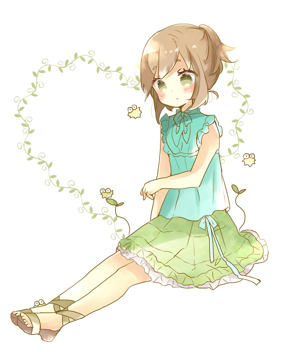 1girl, :o, aqua_blouse, aqua_neckerchief, bare_arms, blouse, blue_ribbon, blush