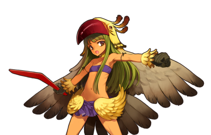 1girl, animal_costume, bangs, bare_shoulders, bikini, blunt_bangs, choker, cowboy_shot, eiyuu_senki, green_hair, huayna_capac_(eiyuu_senki), long_hair, ooyari_ashito, open_mouth, solo, swimsuit, transparent_background, yellow_eyes