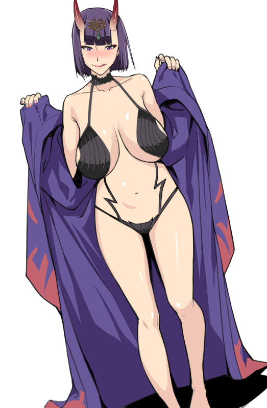 1girl, :q, bare_shoulders, blush, bob_cut, breasts, collarbone, fate/grand_order