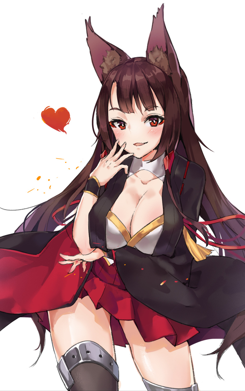 1girl, akagi_(bilan_hangxian), animal_ears, bent_over, bilan_hangxian, black_legwear, blush, bracelet