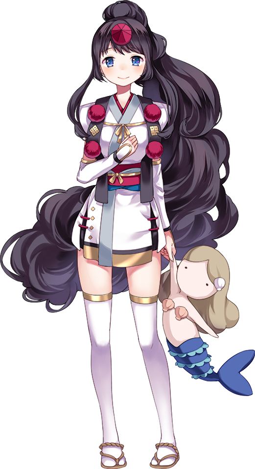 1girl, black_hair, blue_eyes, breasts, fingerless_gloves, full_body, gloves, hand_on_own_chest