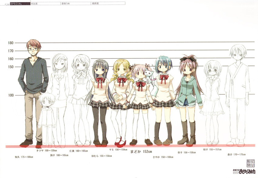 10s, 3boys, 6+girls, akemi_homura, aoki_ume, black_hair, black_legwear, blonde_hair