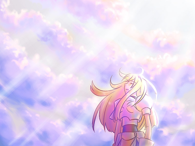 blonde_hair, closed_eyes, cloud, clouds, guardian_heroes, knight, long_hair, serena_corsair