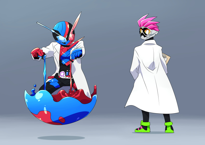 2boys, absurdres, action_gamer_level_2, belt, highres, kamen_rider, kamen_rider_build, kamen_rider_build_(series)