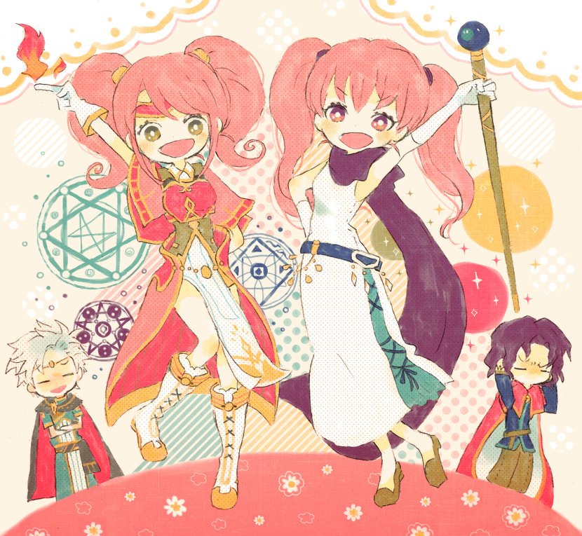 2boys, 2girls, belt, boey_(fire_emblem), boots, breastplate, capelet, cloak