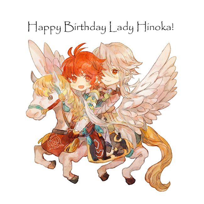 1boy, 1girl, armor, chibi, english, fire_emblem, fire_emblem_if, hinoka_(fire_emblem_if)