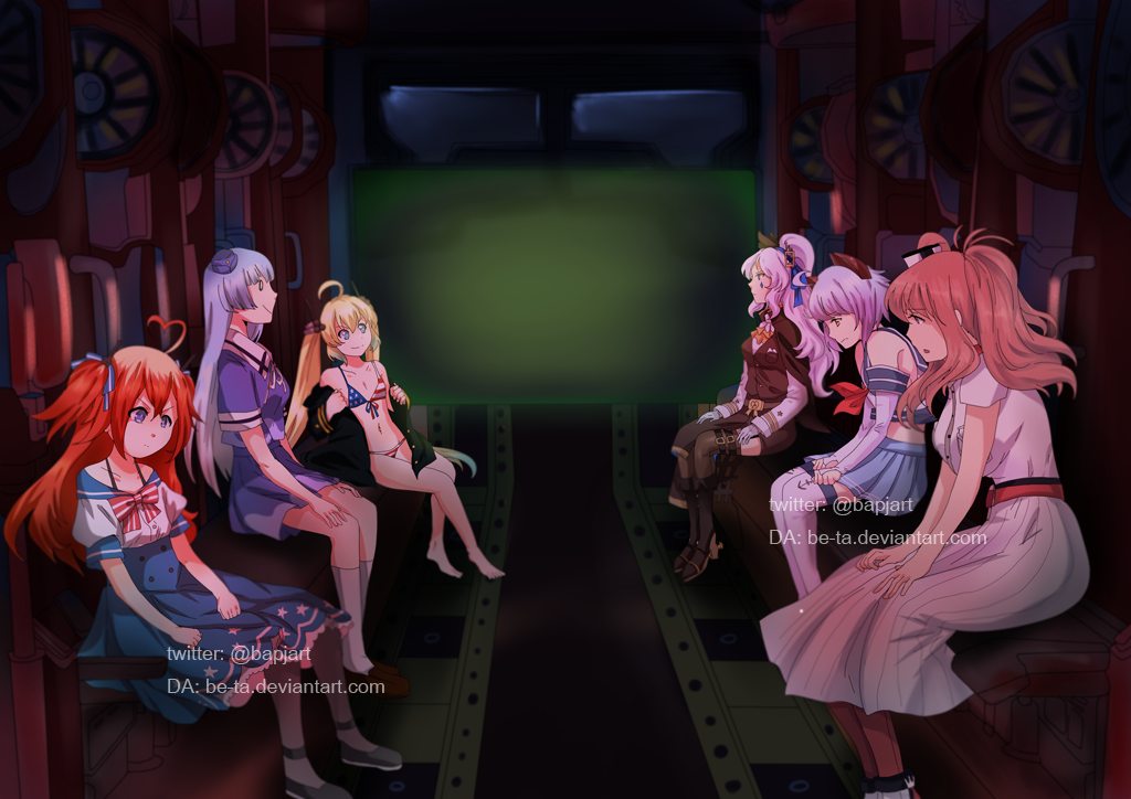 0_0, 6+girls, ahoge, albacore_(zhan_jian_shao_nyu), atlanta_(zhan_jian_shao_nyu), beta_(joutarou), blonde_hair, blue_eyes