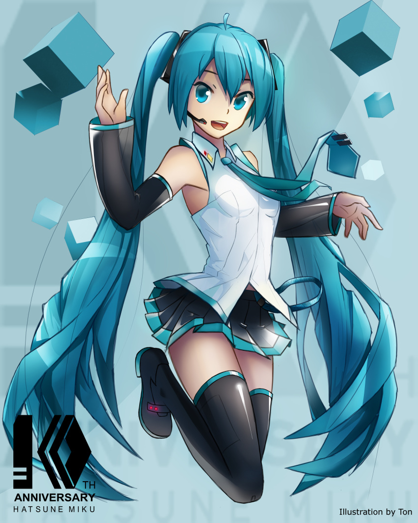 1girl, absurdres, aqua_eyes, aqua_hair, artist_name, character_name, cube, detached_sleeves