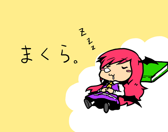 :3, bat_wings, blush_stickers, chibi, closed_eyes, drooling, eyebrows_visible_through_hair, full_body