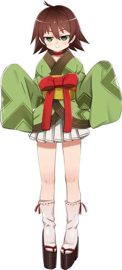 1girl, ahoge, brown_hair, flipped_hair, full_body, green_eyes, imai_hiyoko, jitome