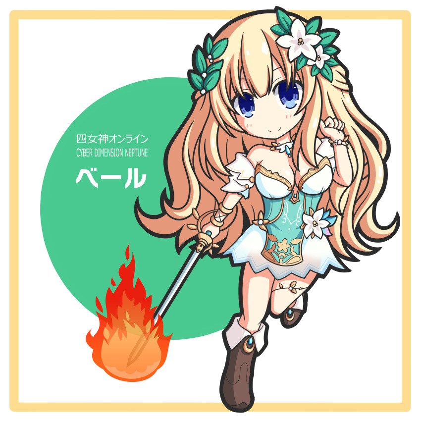 1girl, blonde_hair, blue_eyes, breasts, chagama_(tyagama0927), character_name, chibi, cleavage